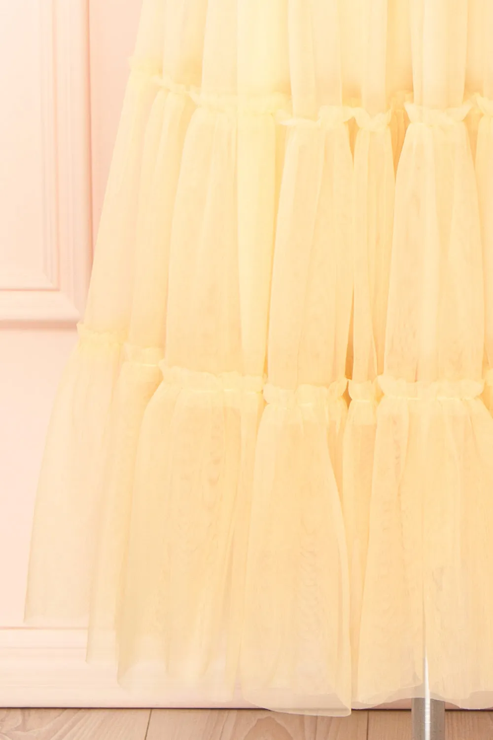Yotsuba Yellow | Tiered Tulle Midi Skirt