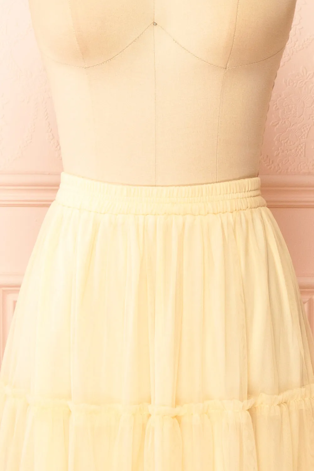 Yotsuba Yellow | Tiered Tulle Midi Skirt