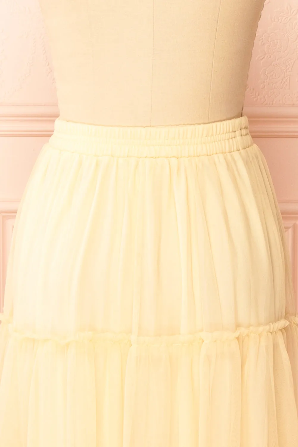 Yotsuba Yellow | Tiered Tulle Midi Skirt