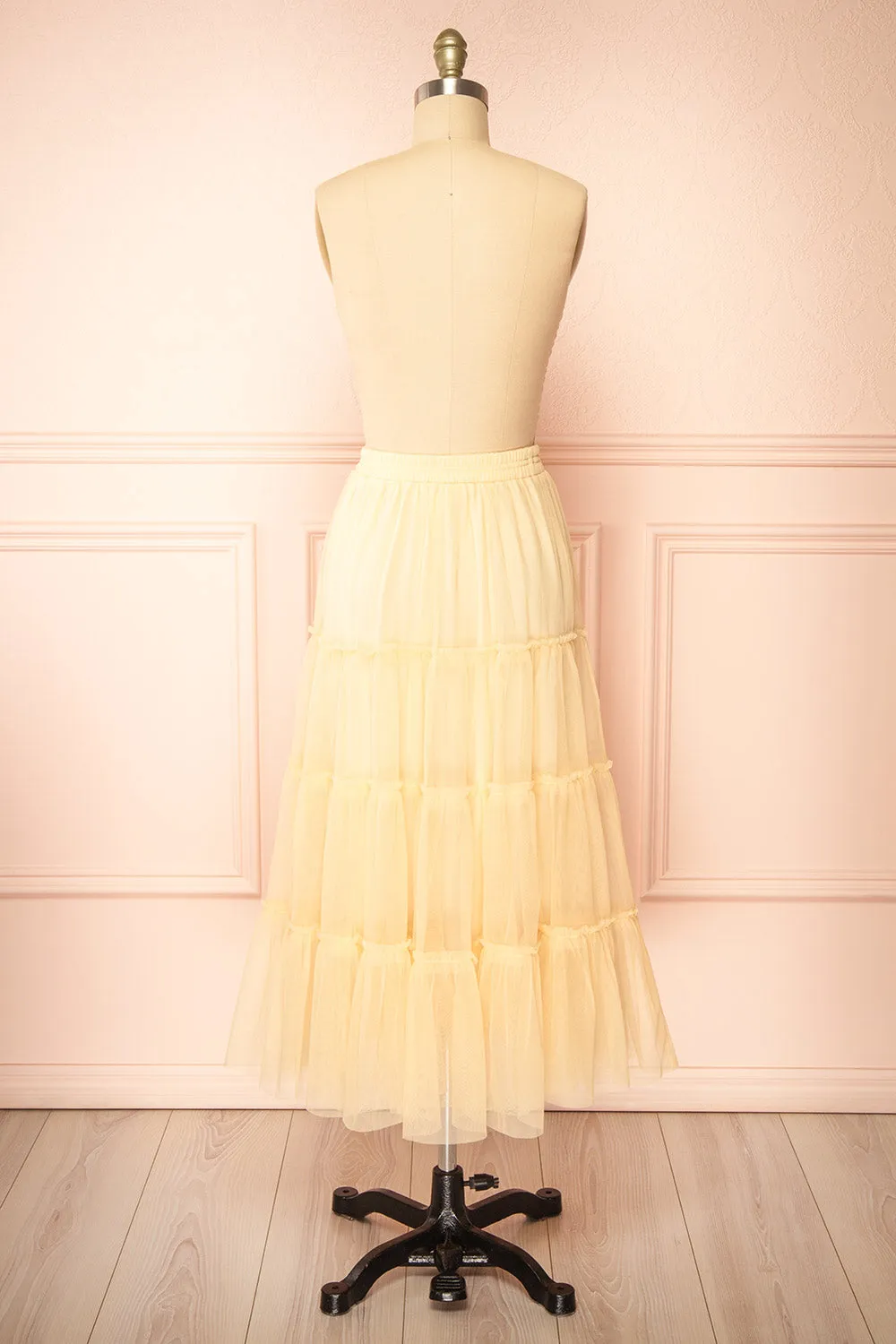Yotsuba Yellow | Tiered Tulle Midi Skirt