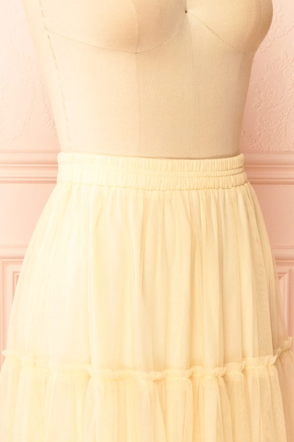 Yotsuba Yellow | Tiered Tulle Midi Skirt