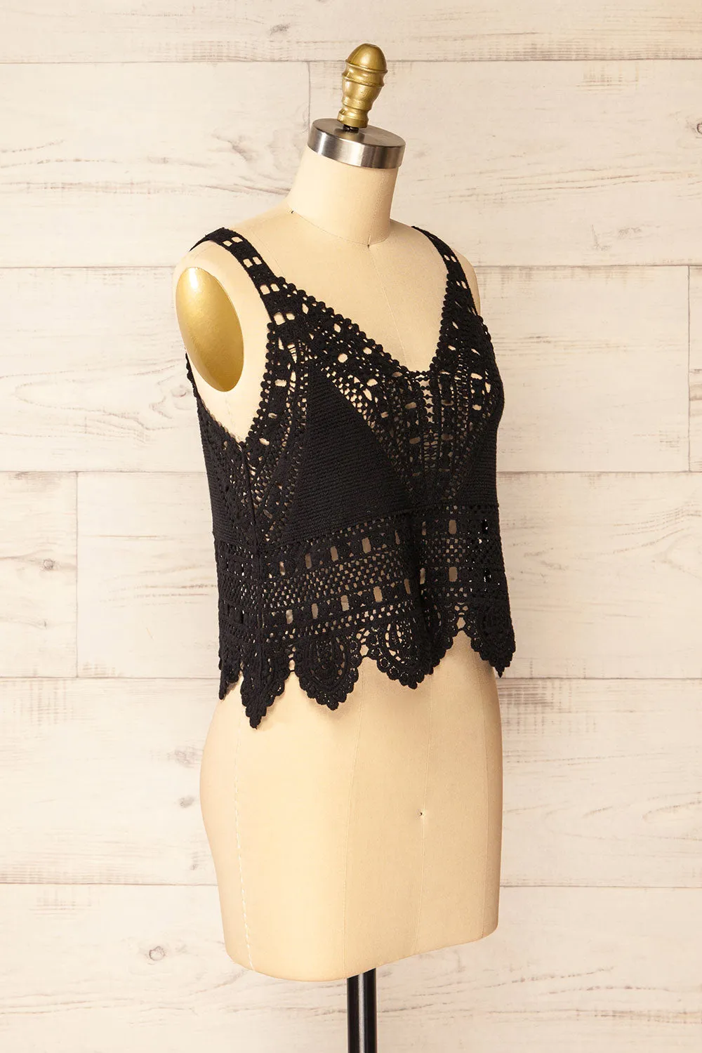 Zagreb Black | Crochet Cropped Cami