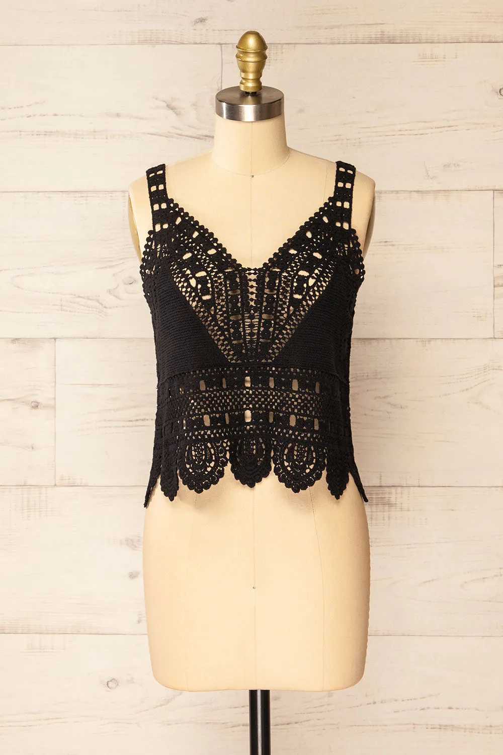 Zagreb Black | Crochet Cropped Cami