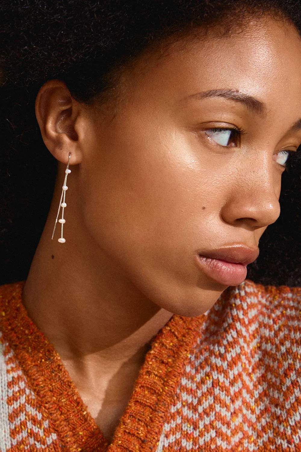 Zenaia Silver | Thread Through Earrings w/ Pearls