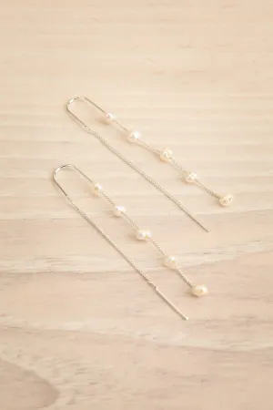 Zenaia Silver | Thread Through Earrings w/ Pearls