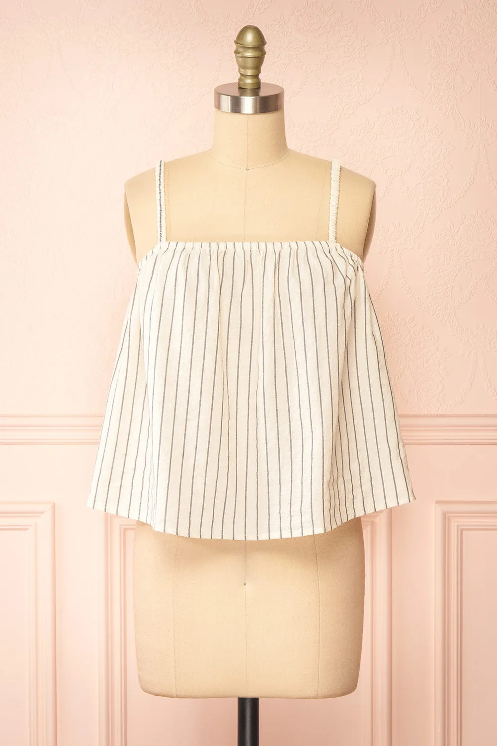 Zillah | Ivory Striped Loose Tank Top