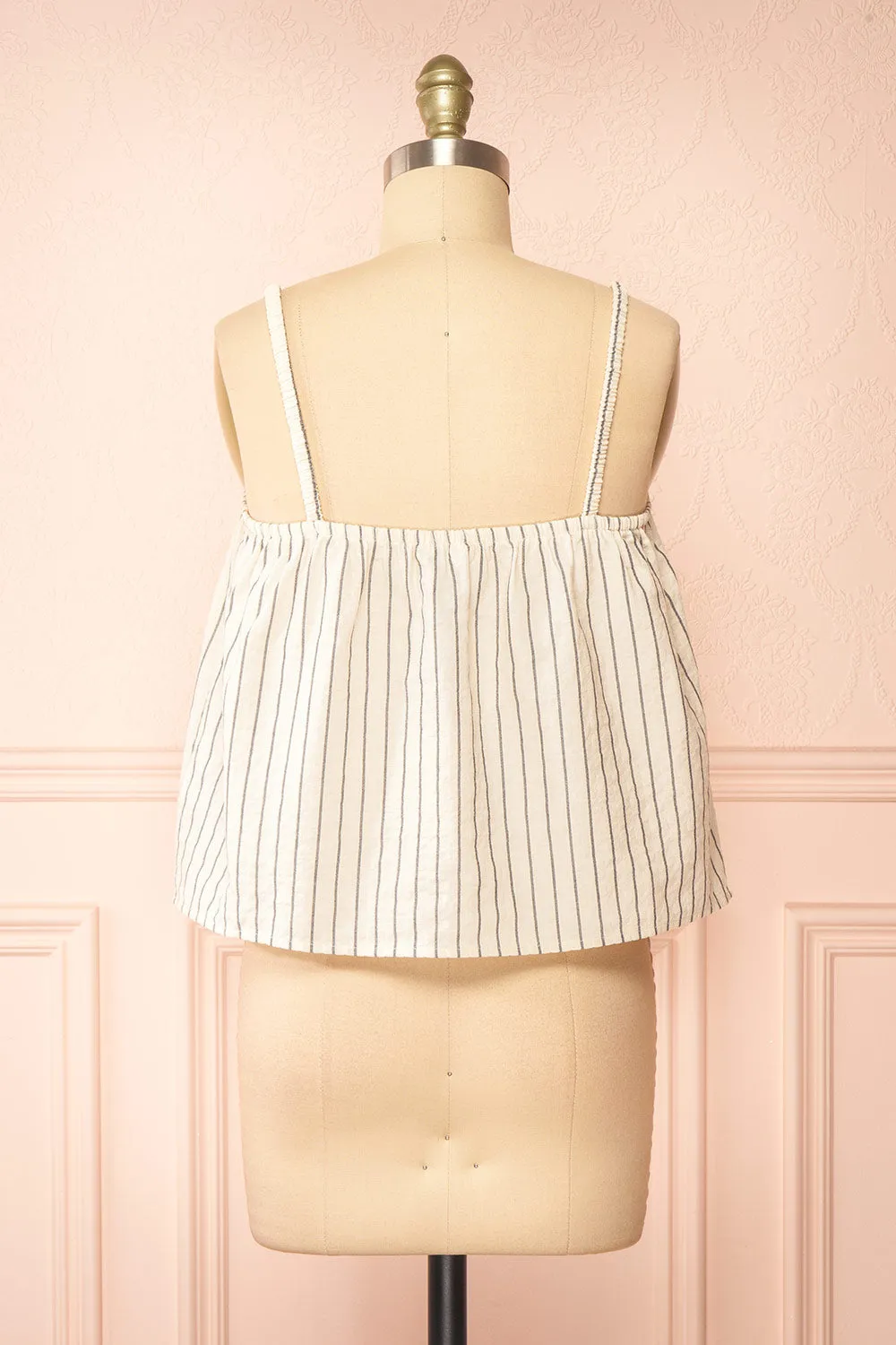 Zillah | Ivory Striped Loose Tank Top