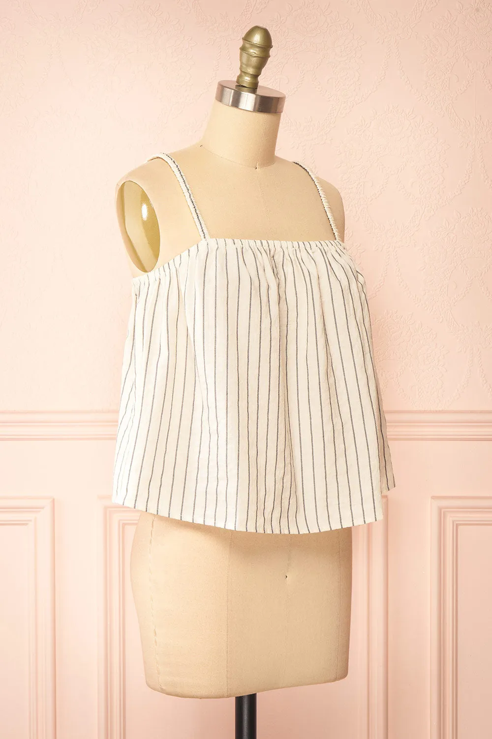 Zillah | Ivory Striped Loose Tank Top