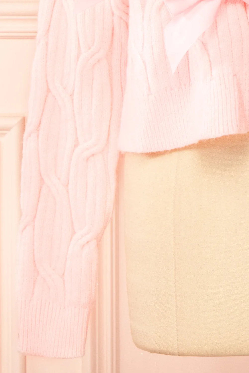 Zorane | Pink Knit Sweater w/ Satin Bows