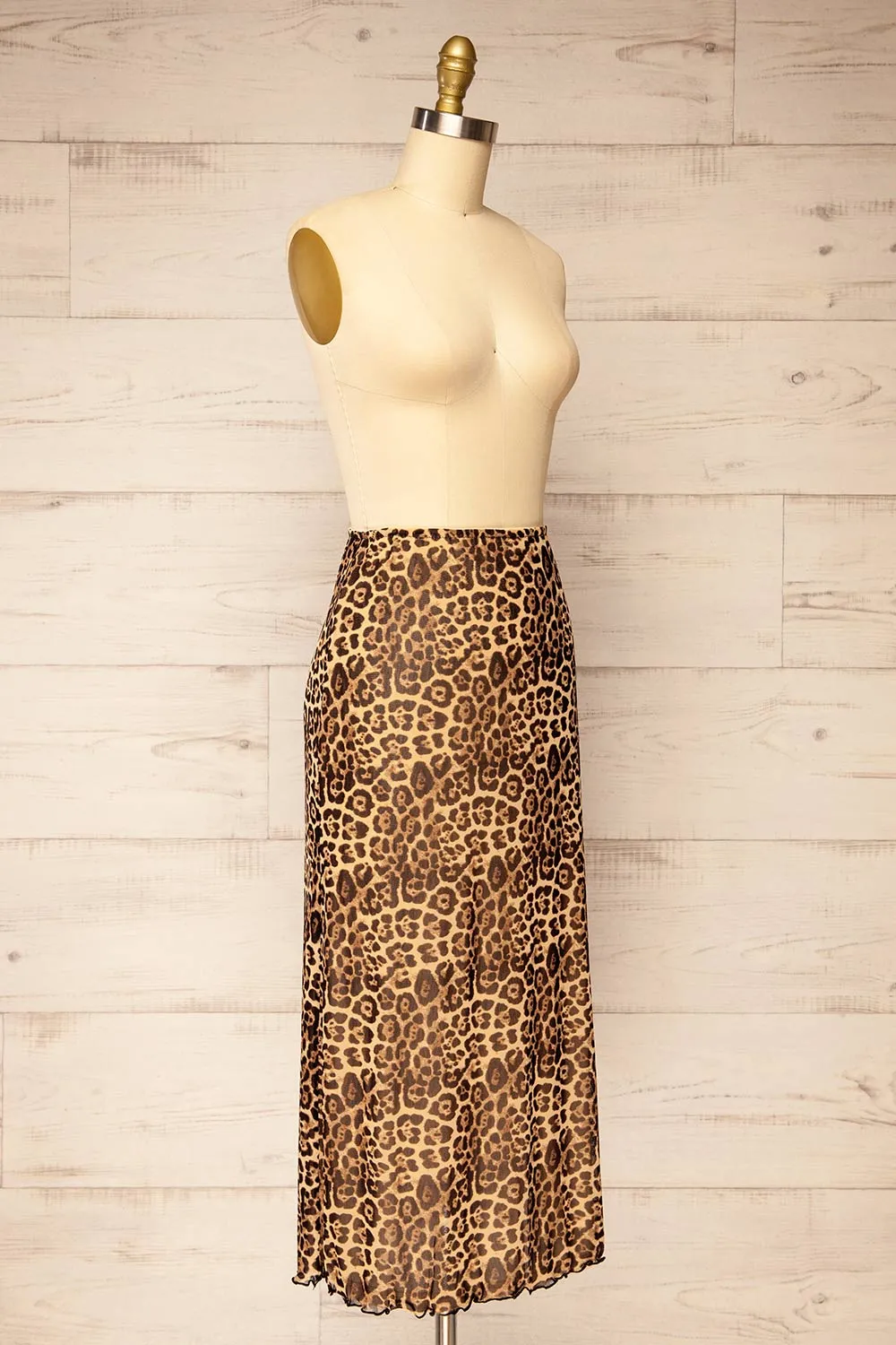 Zyran | Long Leopard Print Skirt